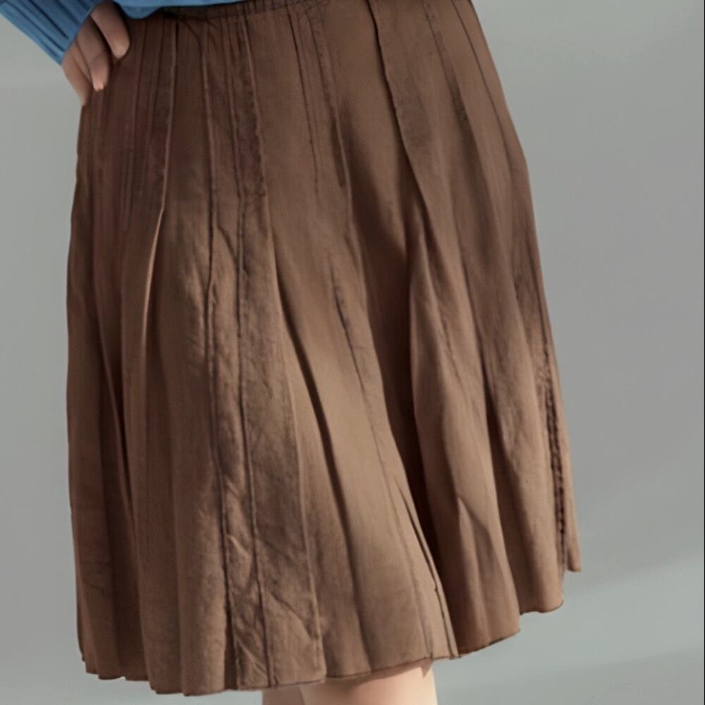 J. Jill Skirt Multi-Panels Brown A-line 100% Linen Skirt Hidden Zipper Size SP - Picture 5 of 5